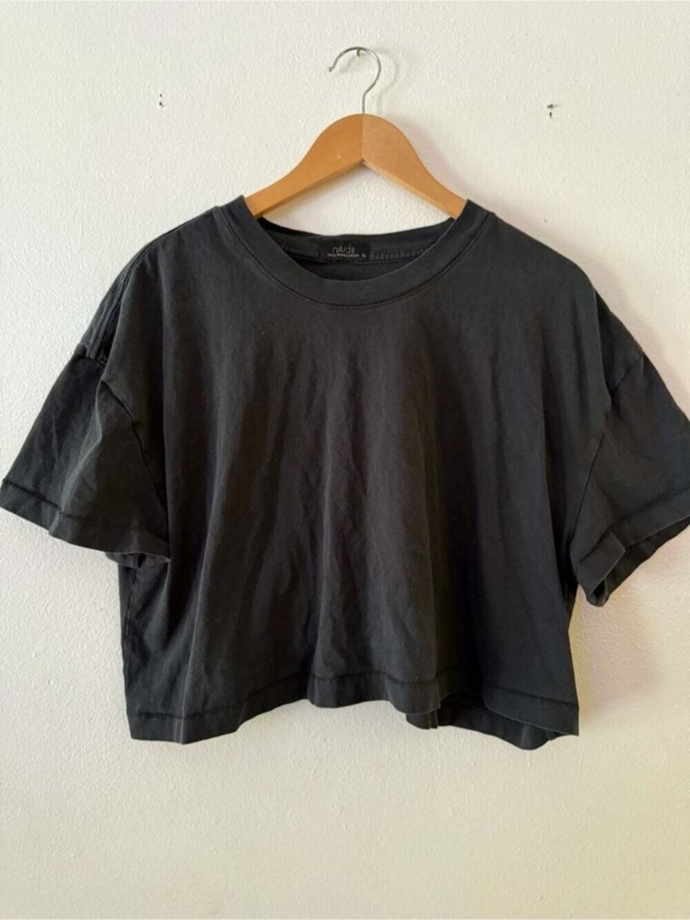 Boxy black Cropped T-Shirt Black Size XL 100% cotton